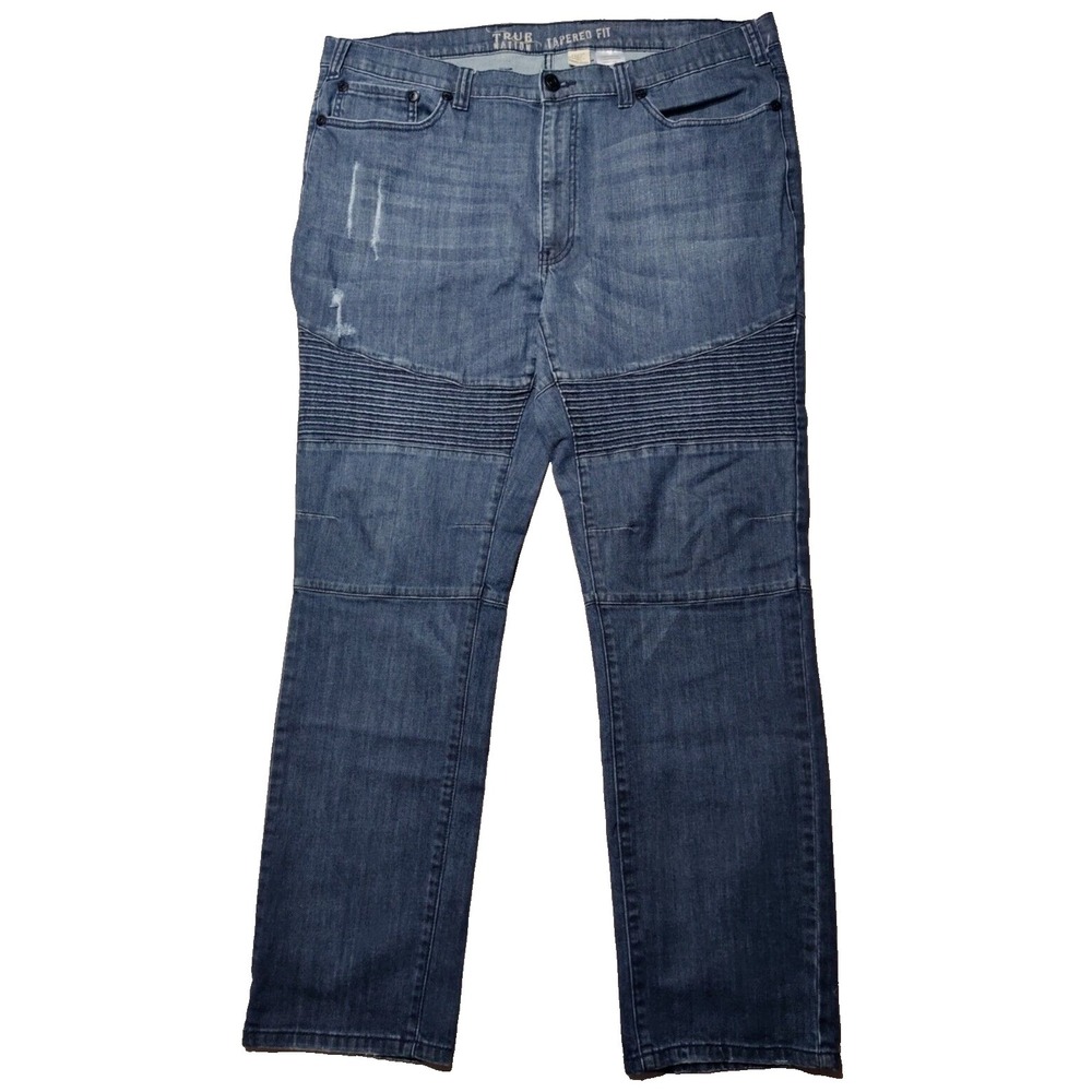 TRUE‎ NATION TAPERED FIT Men 42X32 Stretch Denim Designer Blue Jeans